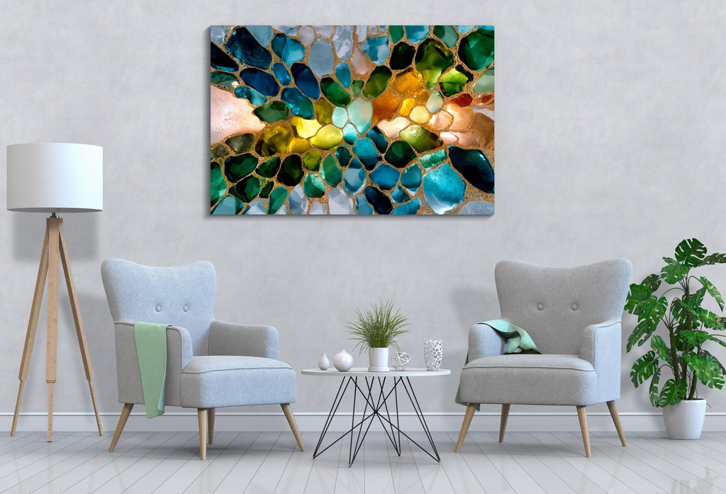 Verdant Aurora Crystal AcrylGlass Wall Art: Elegant Home Decor