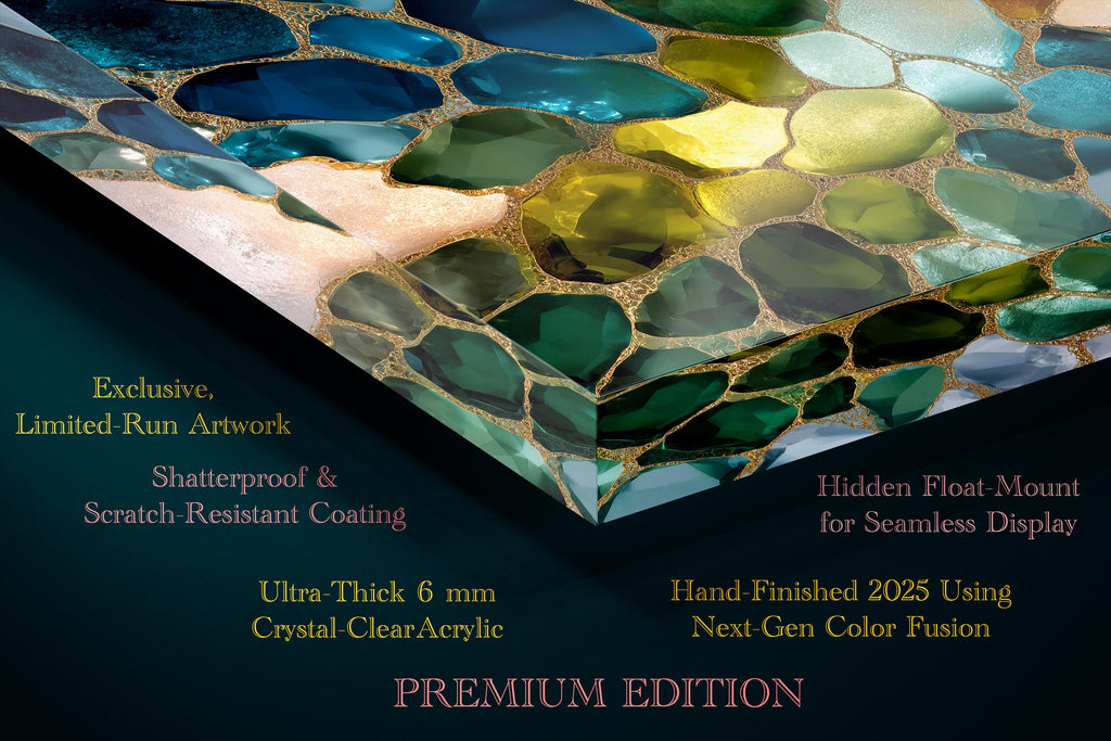 Verdant Aurora Crystal AcrylGlass Wall Art: Elegant Home Decor