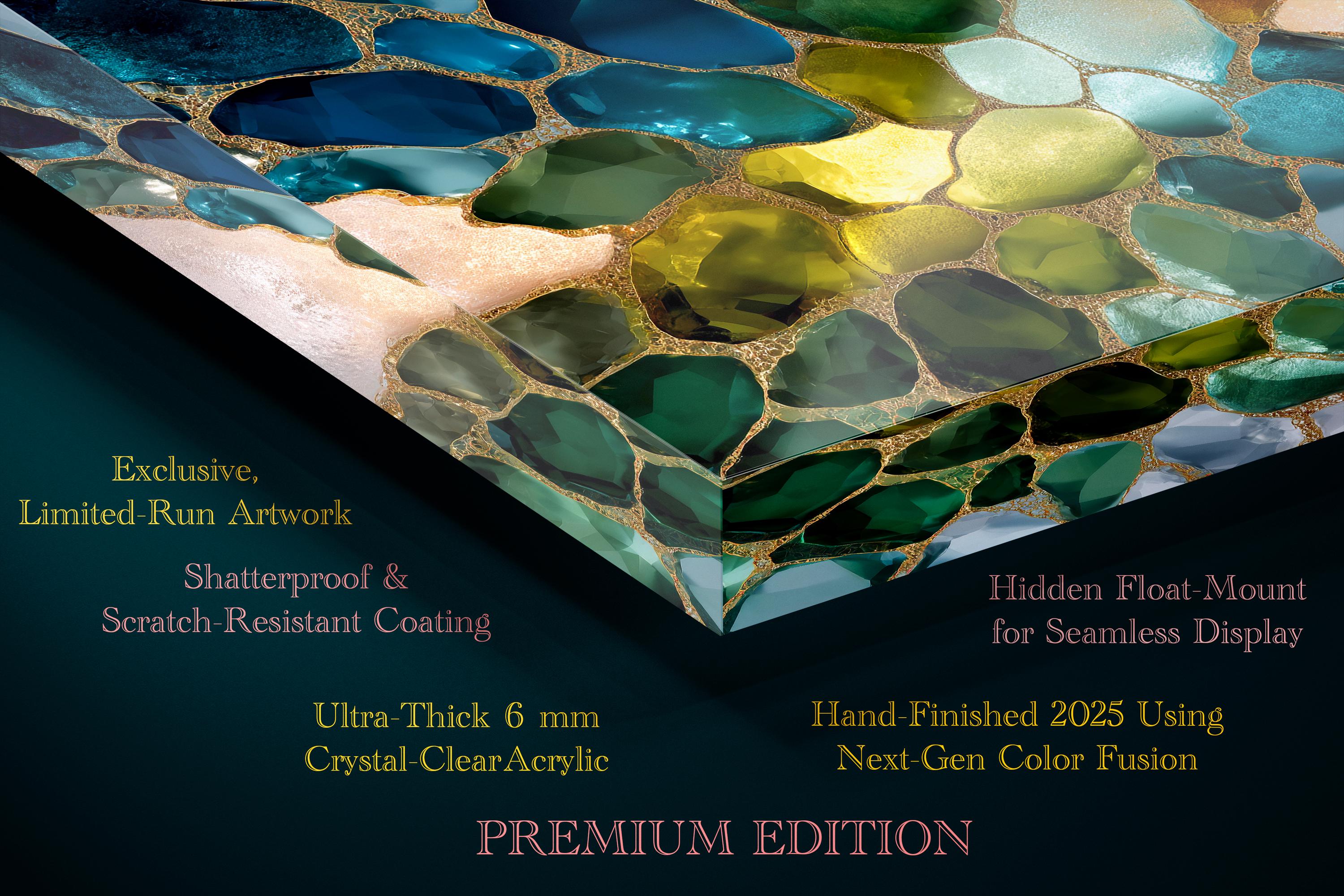 Verdant Aurora Crystal AcrylGlass Wall Art: Elegant Home Decor