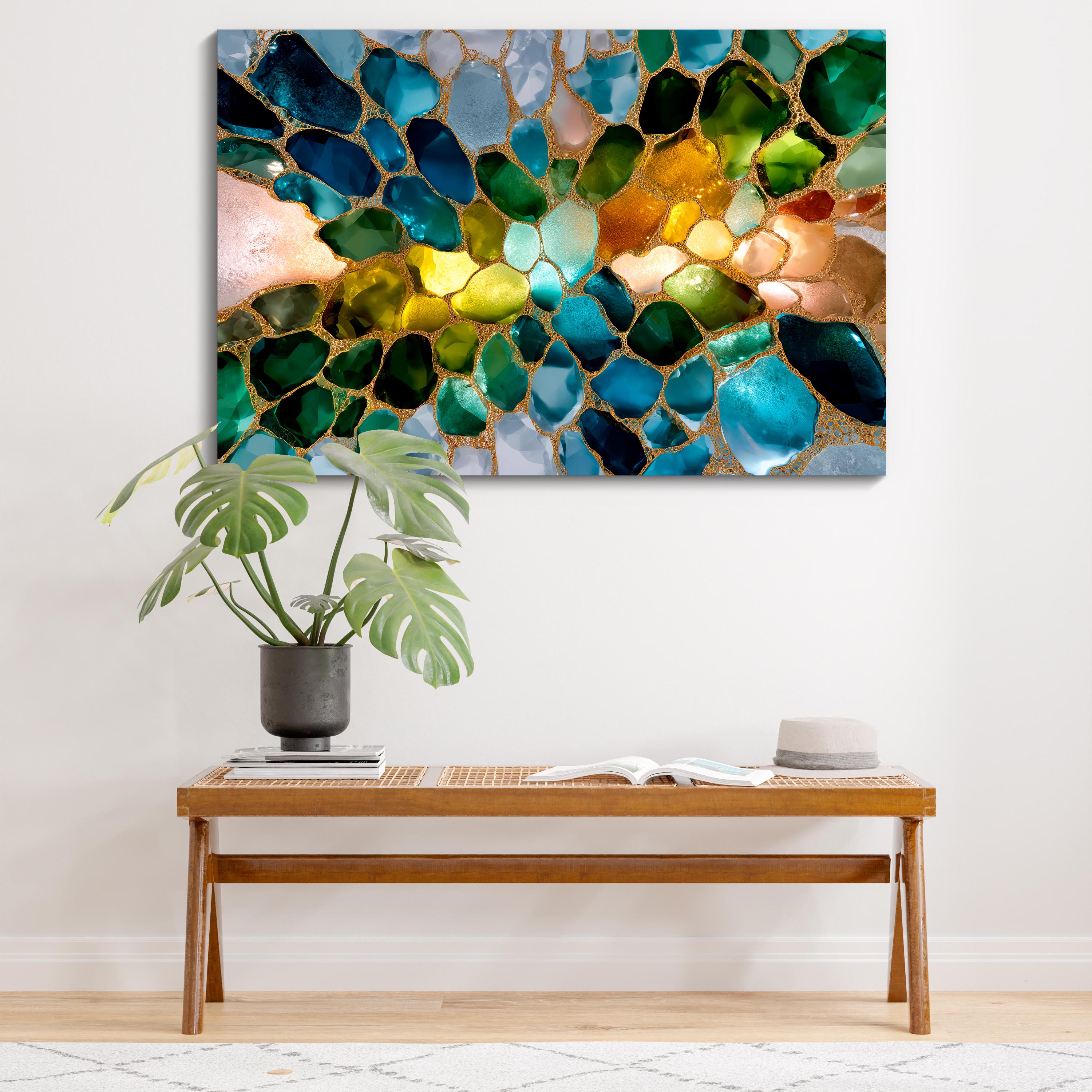 Verdant Aurora Crystal AcrylGlass Wall Art: Elegant Home Decor
