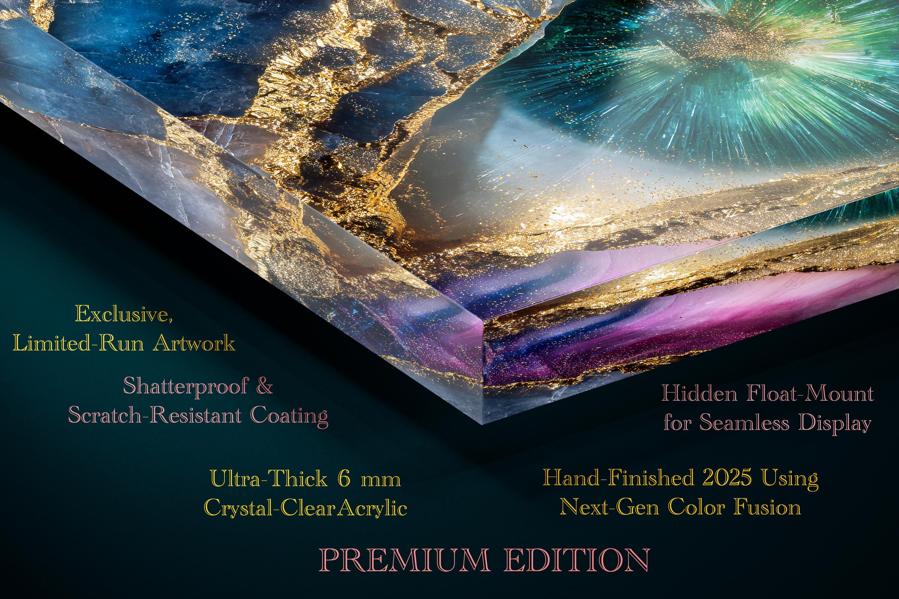 Eye of the Geode Acrylic Glass Wall Art: Shatterproof, Waterproof, Extra Large