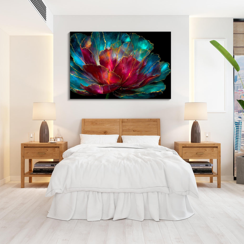 3D Gemstone Flower Wall Art: Aurora Peony Crystal AcrylGlass