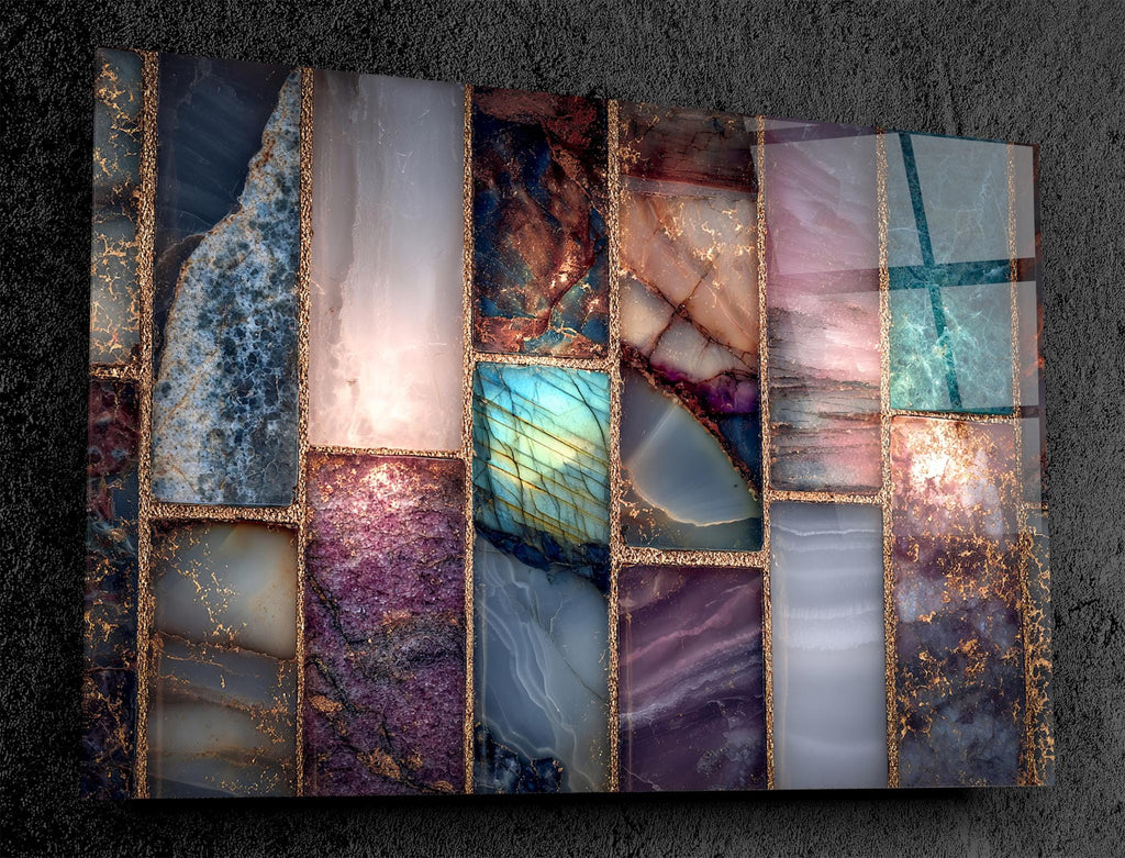 Crystal Geode AcrylGlass Wall Art – Luxury Mineral Home Decor