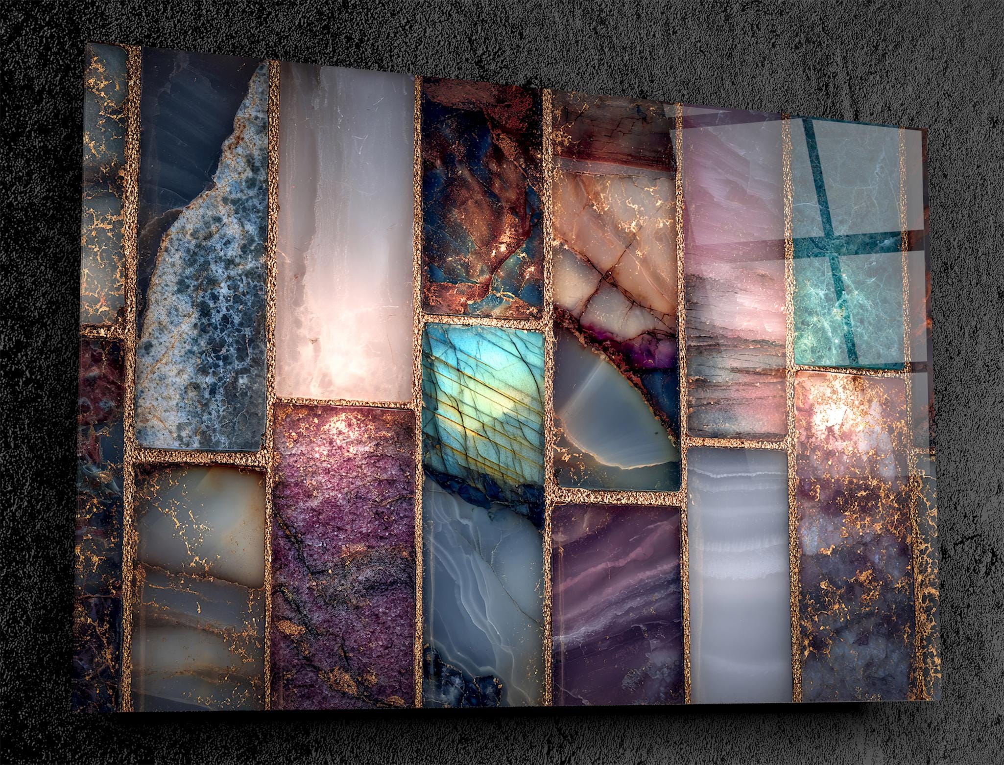 Crystal Geode AcrylGlass Wall Art – Luxury Mineral Home Decor