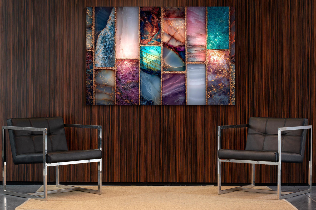 Crystal Geode AcrylGlass Wall Art – Luxury Mineral Home Decor