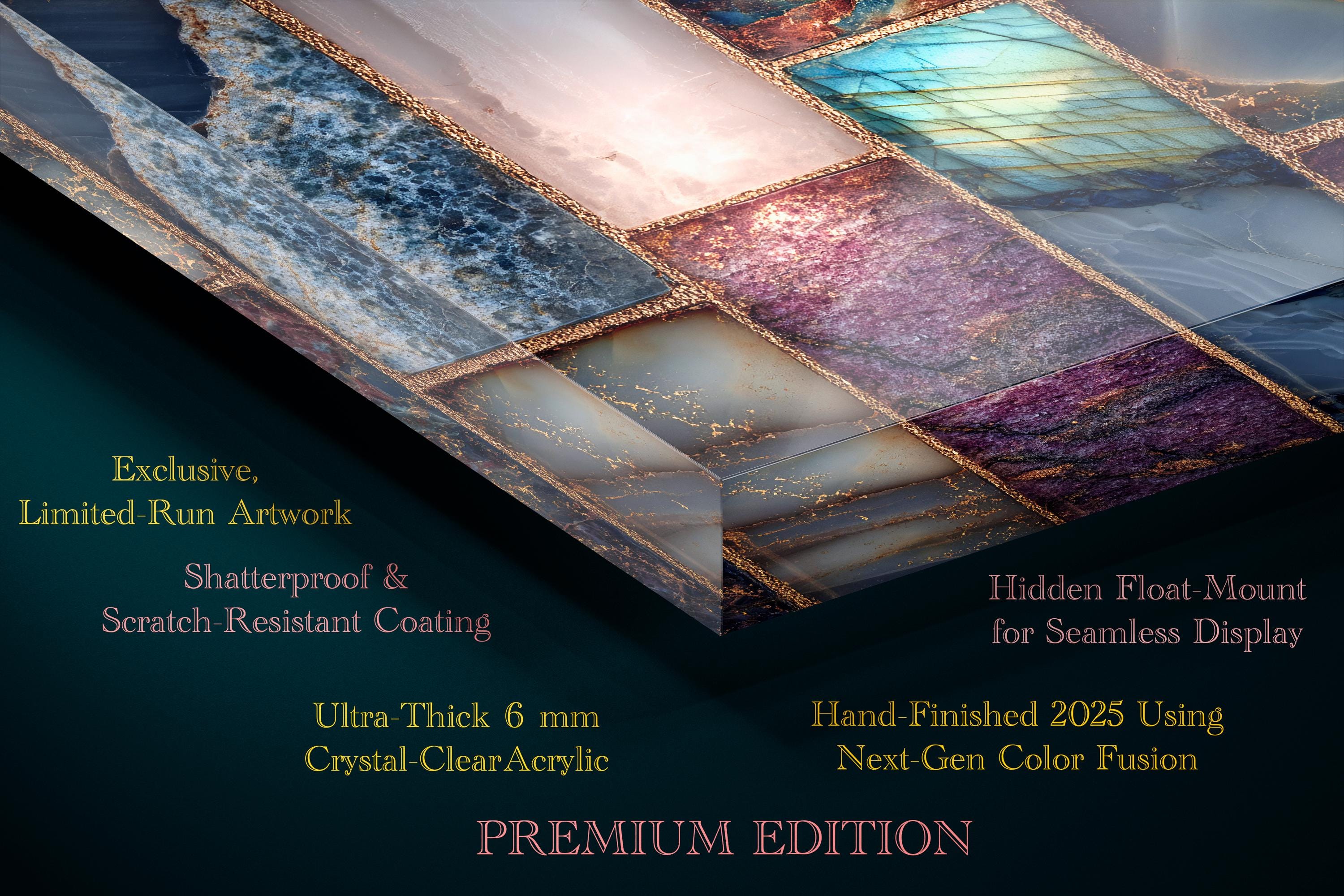 Crystal Geode AcrylGlass Wall Art – Luxury Mineral Home Decor
