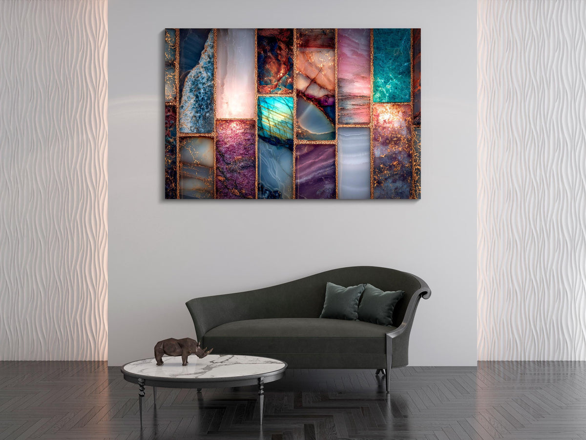 Crystal Geode AcrylGlass Wall Art – Luxury Mineral Home Decor