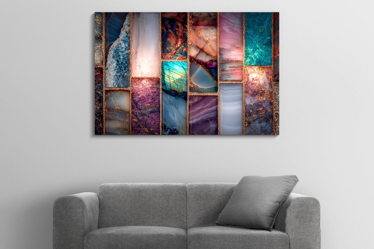 Crystal Geode AcrylGlass Wall Art – Luxury Mineral Home Decor
