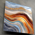 Sahara Gold AcrylGlass Wall Art: Luxury Square Print, Modern Decor