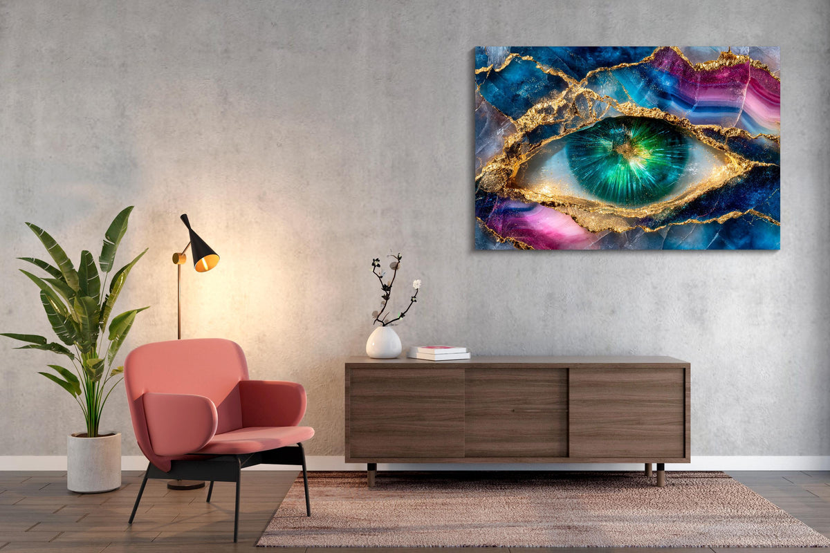 Eye of the Geode Acrylic Glass Wall Art: Shatterproof, Waterproof, Extra Large