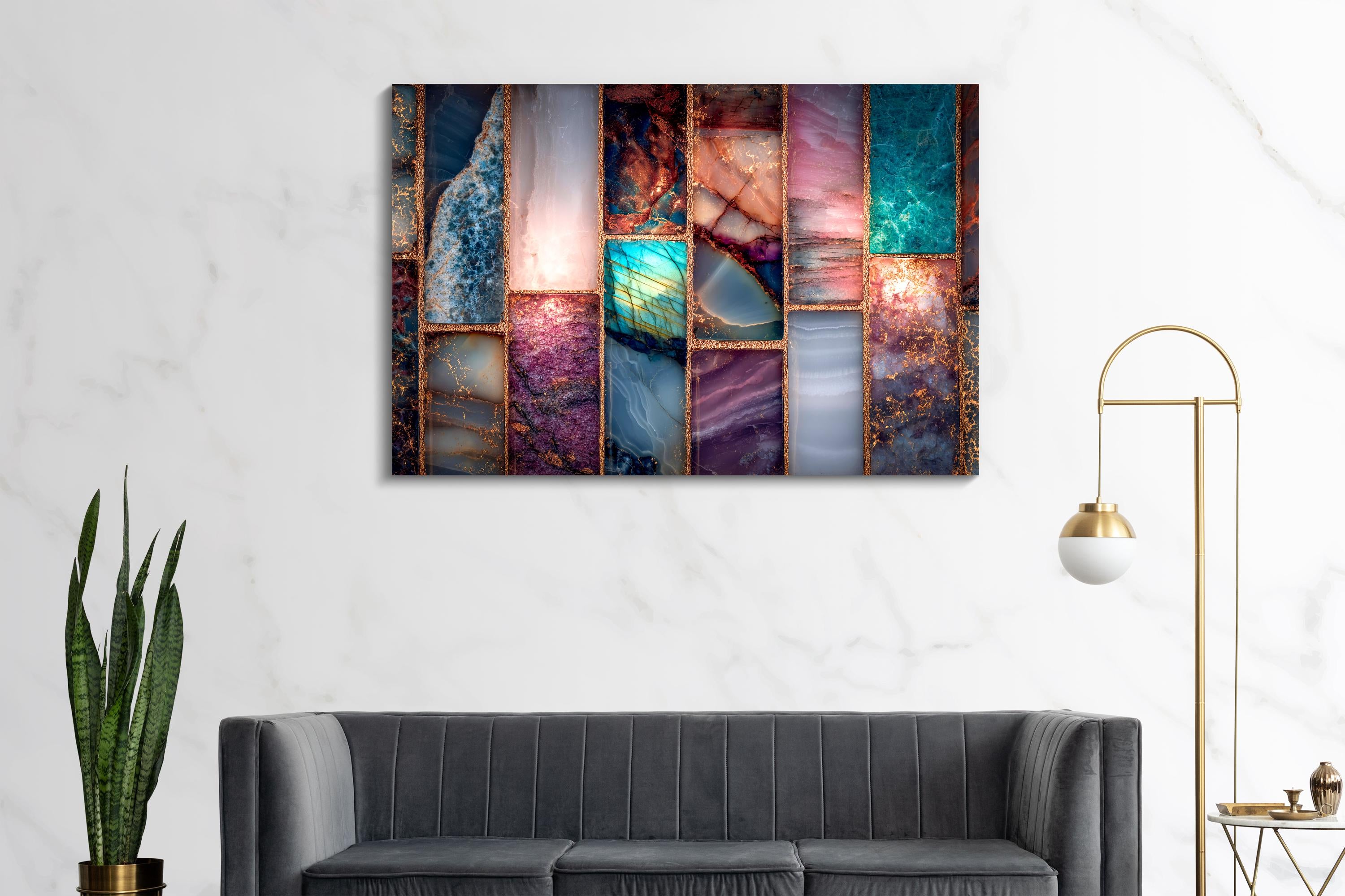 Crystal Geode AcrylGlass Wall Art – Luxury Mineral Home Decor