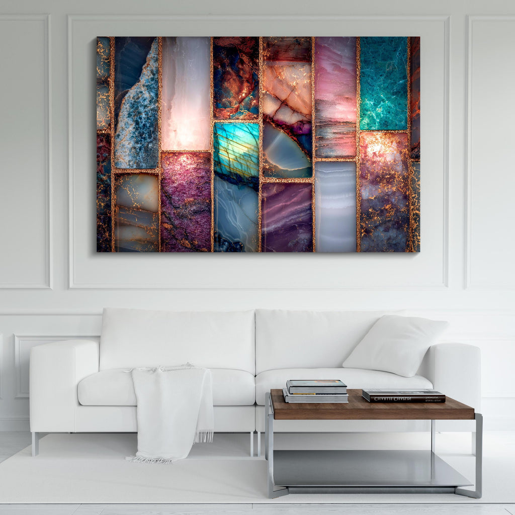 Crystal Geode AcrylGlass Wall Art – Luxury Mineral Home Decor