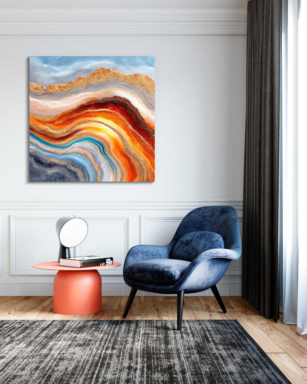 Sahara Gold AcrylGlass Wall Art: Luxury Square Print, Modern Decor