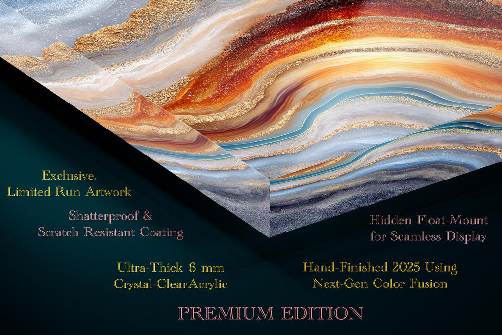 Sahara Gold AcrylGlass Wall Art: Luxury Square Print, Modern Decor