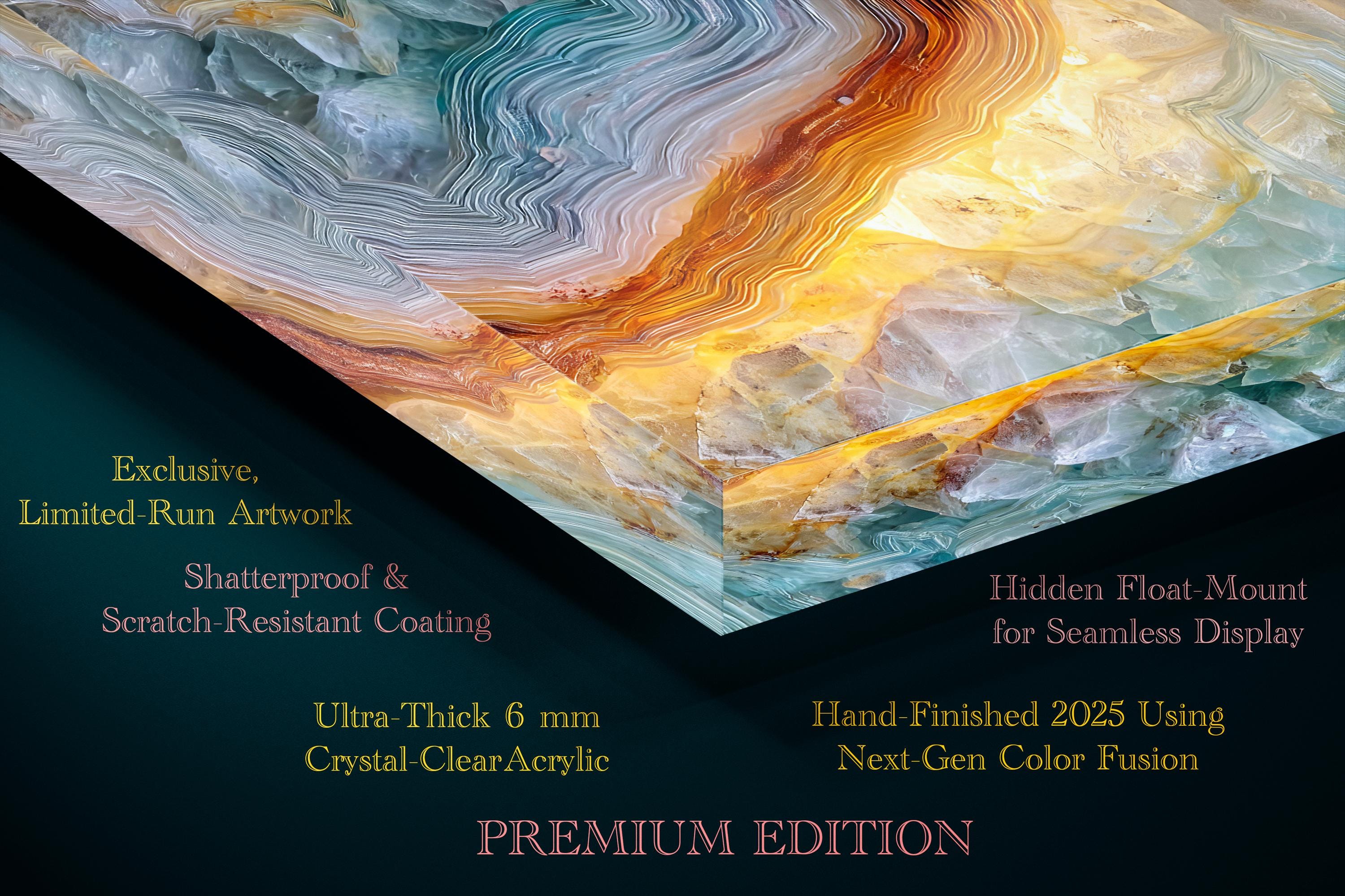 Panoramic Crystal Acrylic Glass Wall Art: Oversized Horizontal Decor