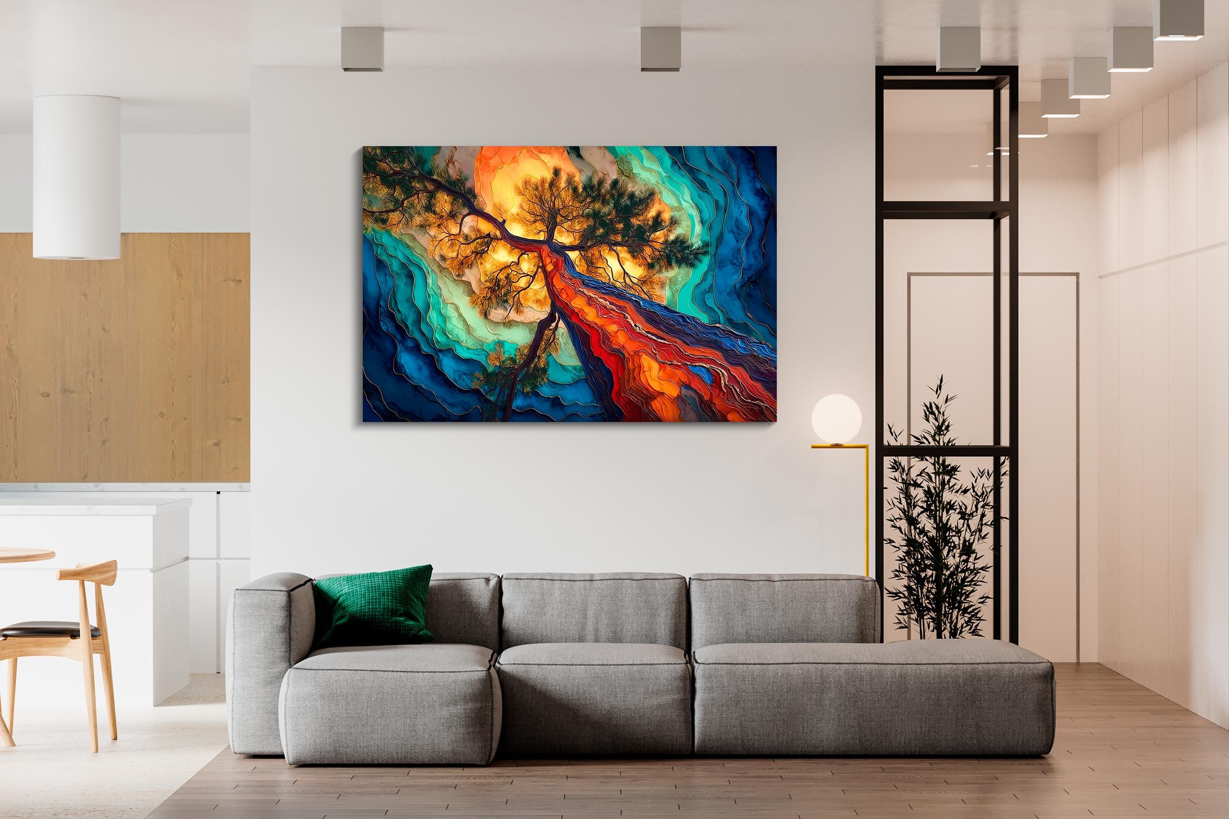 Abstract Pine Tree AcrylGlass Wall Art: Baltic Nature-Inspired Luxury Decor