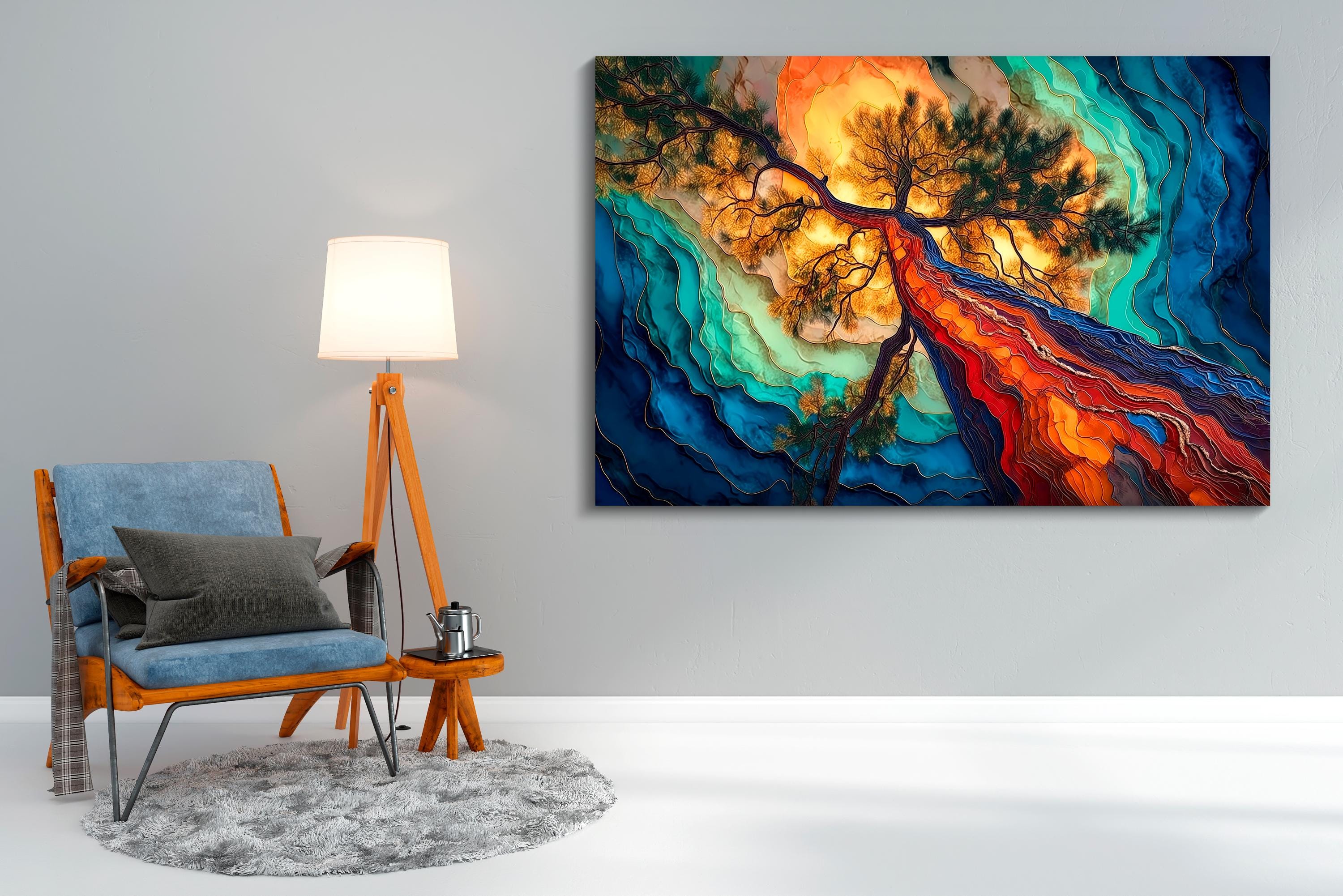 Abstract Pine Tree AcrylGlass Wall Art: Baltic Nature-Inspired Luxury Decor