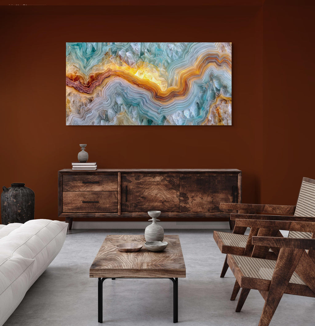 Panoramic Crystal Acrylic Glass Wall Art: Oversized Horizontal Decor
