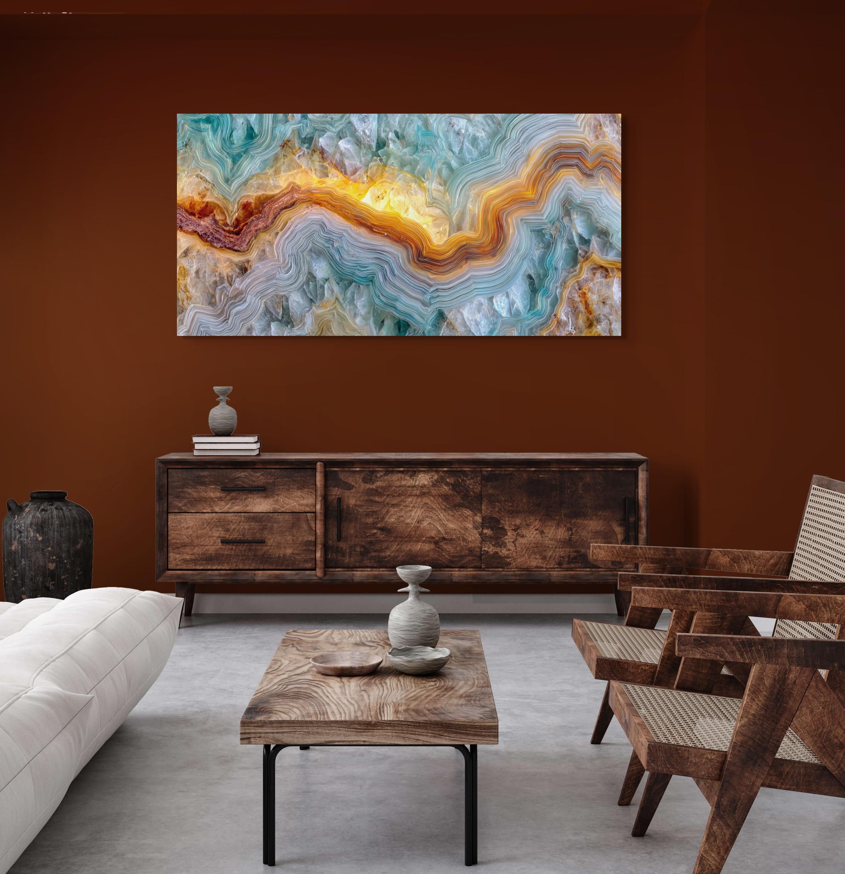 Panoramic Crystal Acrylic Glass Wall Art: Oversized Horizontal Decor