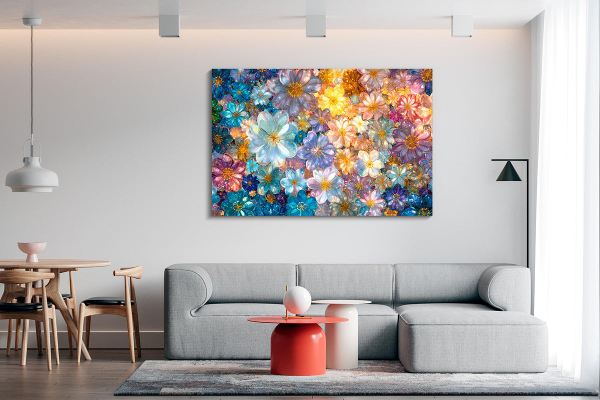 Floral AcrylGlass Wall Art: Ethereal Botanical 3D Panel
