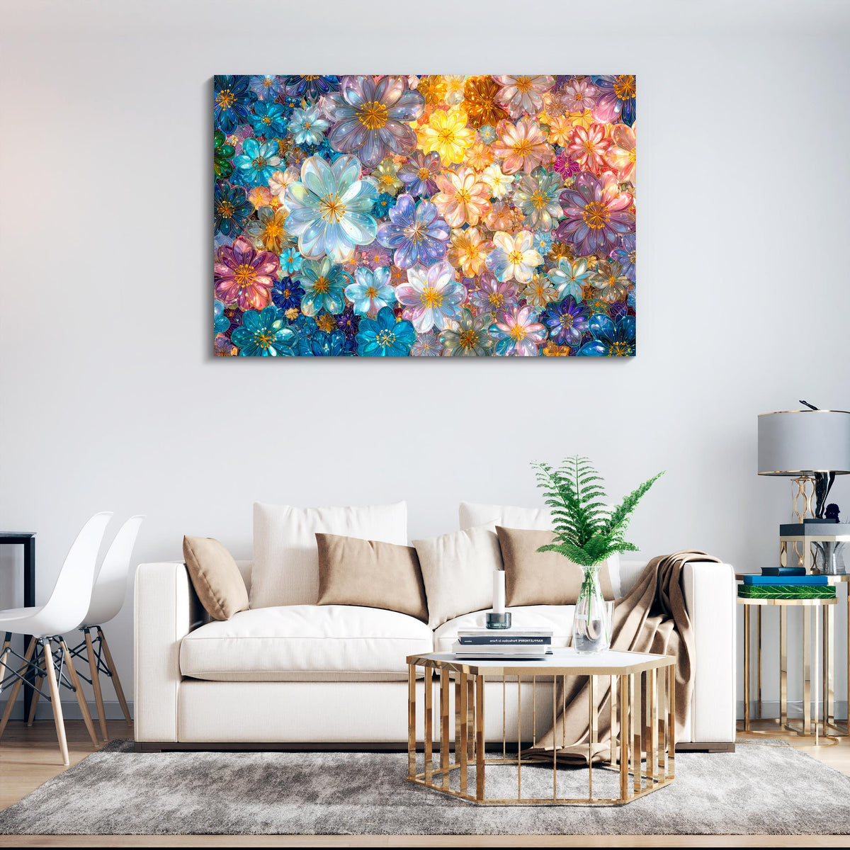 Floral AcrylGlass Wall Art: Ethereal Botanical 3D Panel