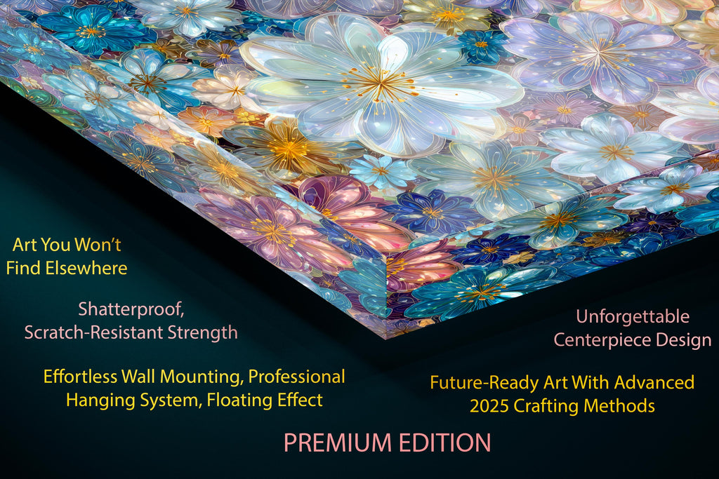 Floral AcrylGlass Wall Art: Ethereal Botanical 3D Panel
