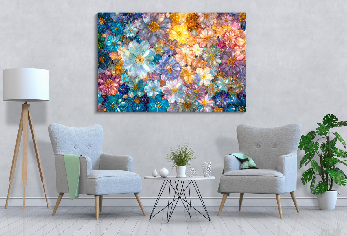 Floral AcrylGlass Wall Art: Ethereal Botanical 3D Panel