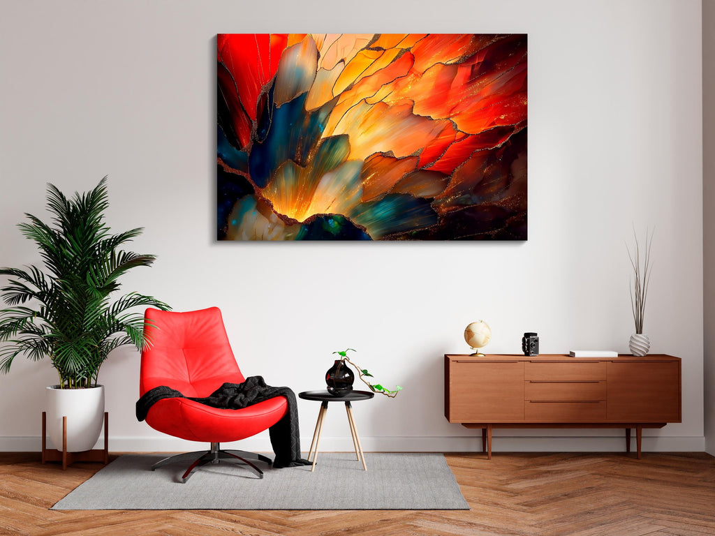 Ember Bloom Acrylic Glass Wall Art: Luminous Abstract Luxury Panel