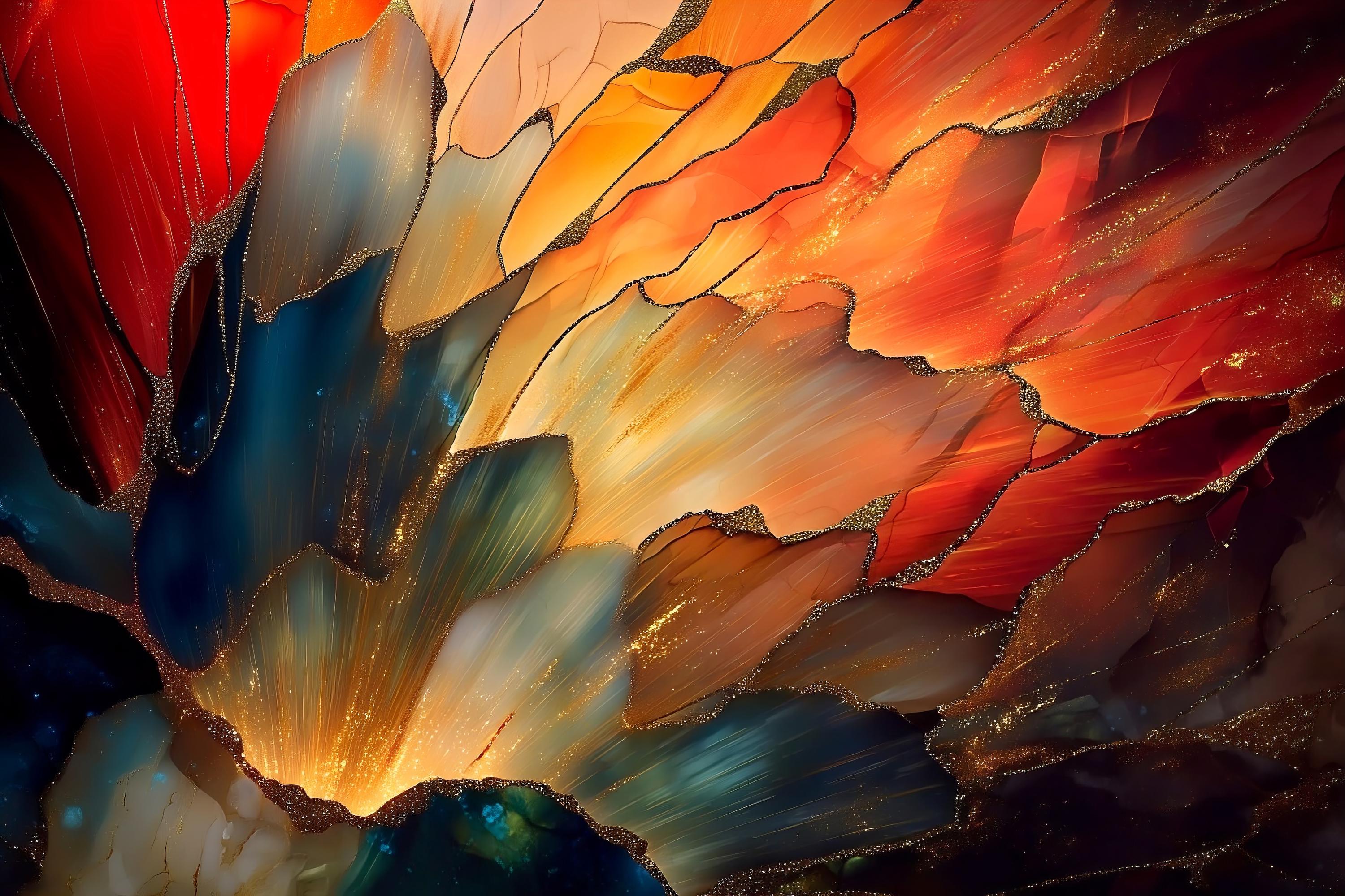 Ember Bloom Acrylic Glass Wall Art: Luminous Abstract Luxury Panel
