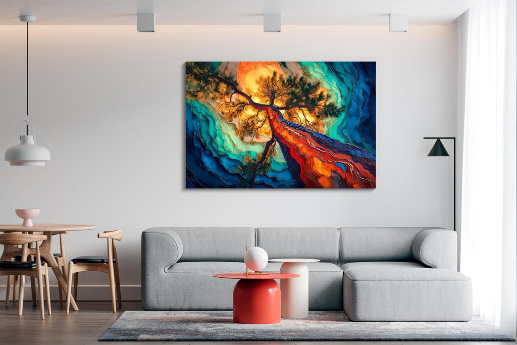 Abstract Pine Tree AcrylGlass Wall Art: Baltic Nature-Inspired Luxury Decor