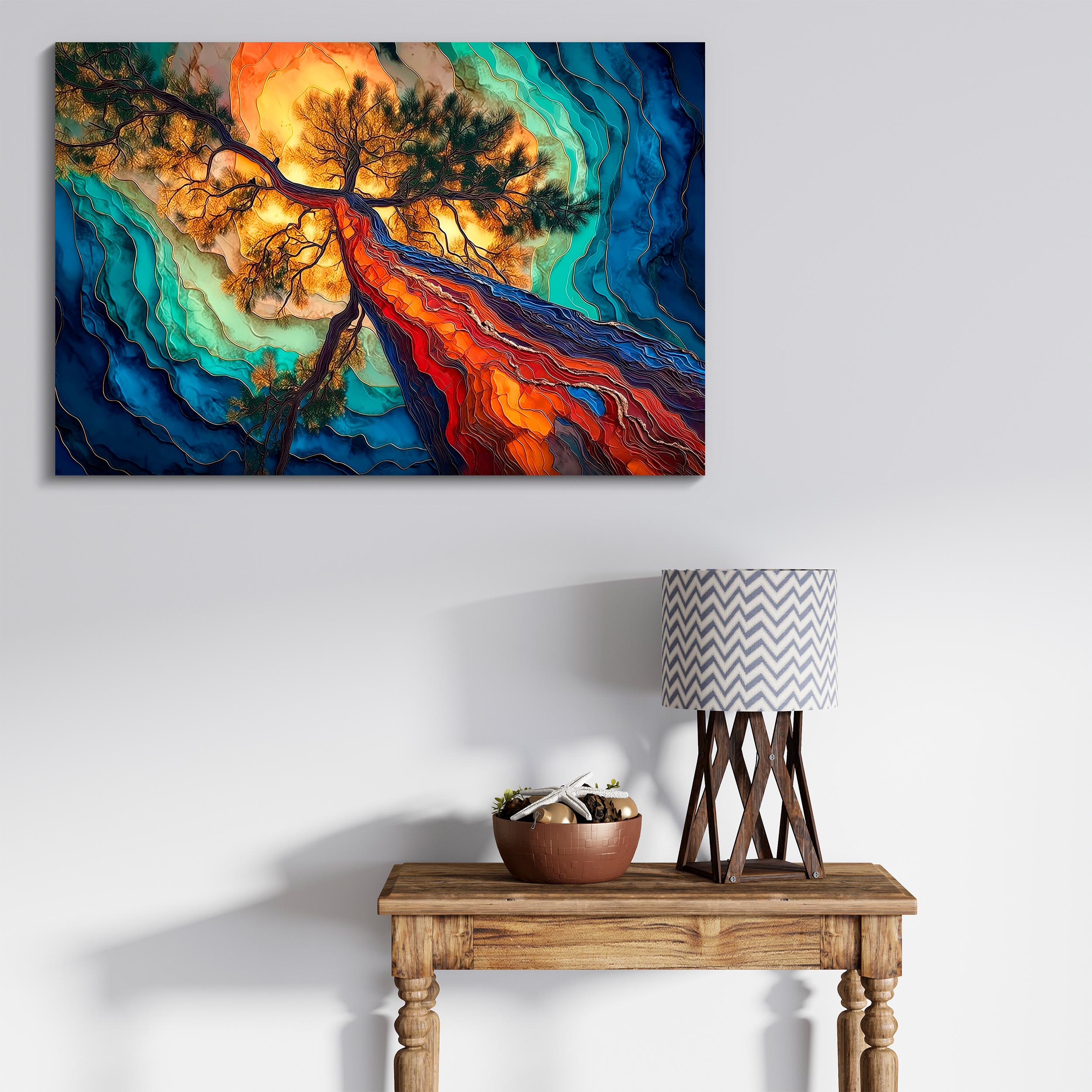 Abstract Pine Tree AcrylGlass Wall Art: Baltic Nature-Inspired Luxury Decor