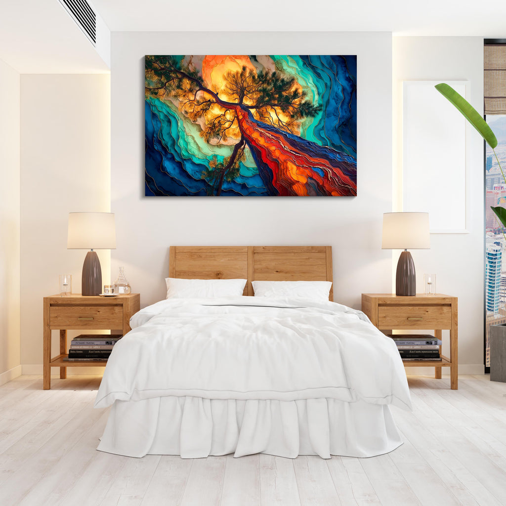 Abstract Pine Tree AcrylGlass Wall Art: Baltic Nature-Inspired Luxury Decor