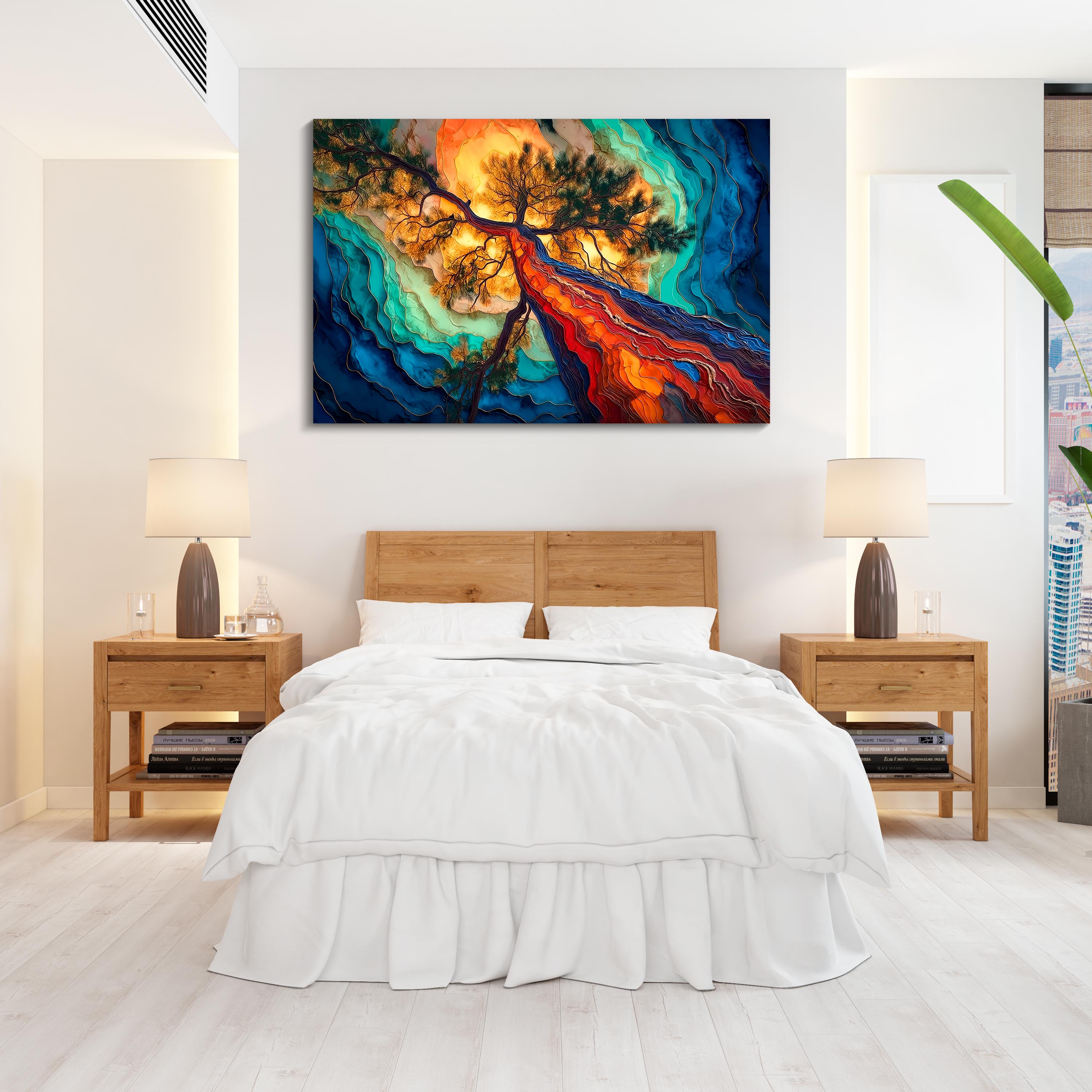 Abstract Pine Tree AcrylGlass Wall Art: Baltic Nature-Inspired Luxury Decor