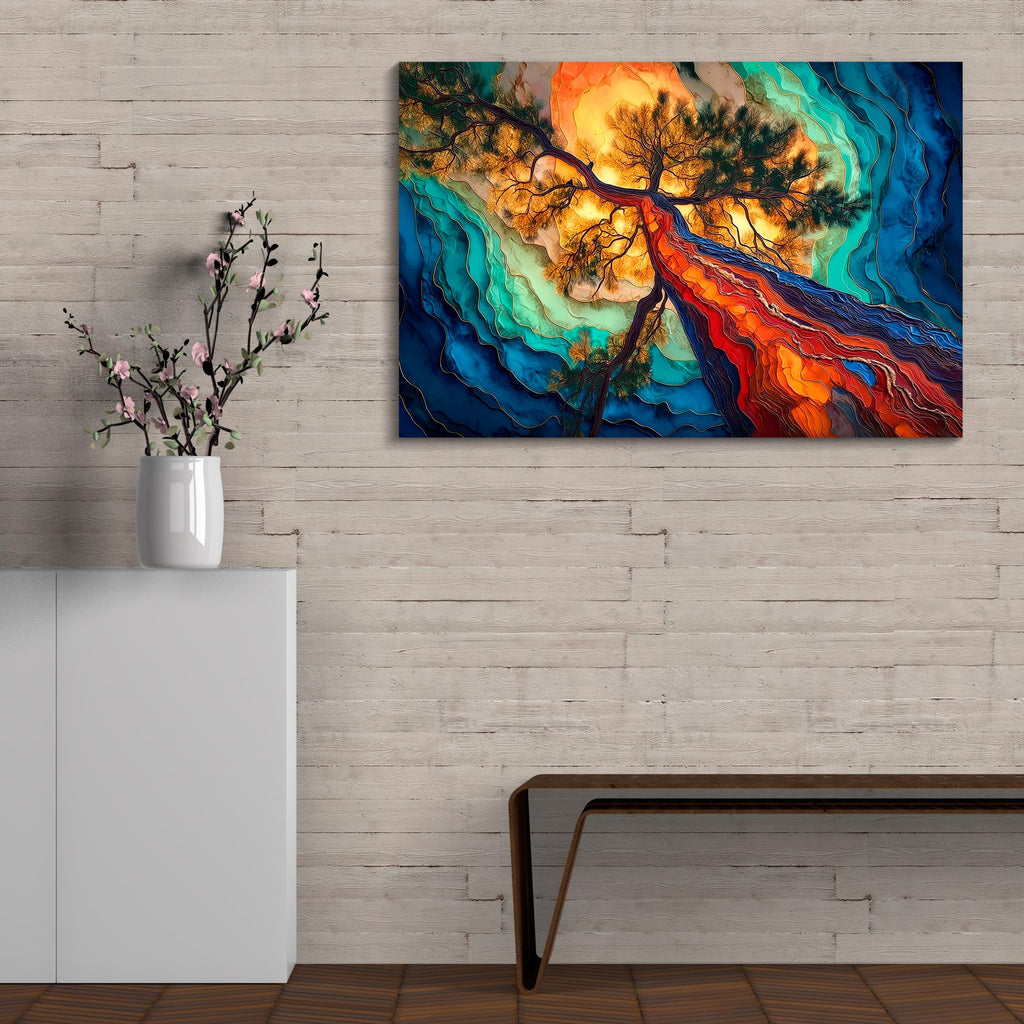 Abstract Pine Tree AcrylGlass Wall Art: Baltic Nature-Inspired Luxury Decor