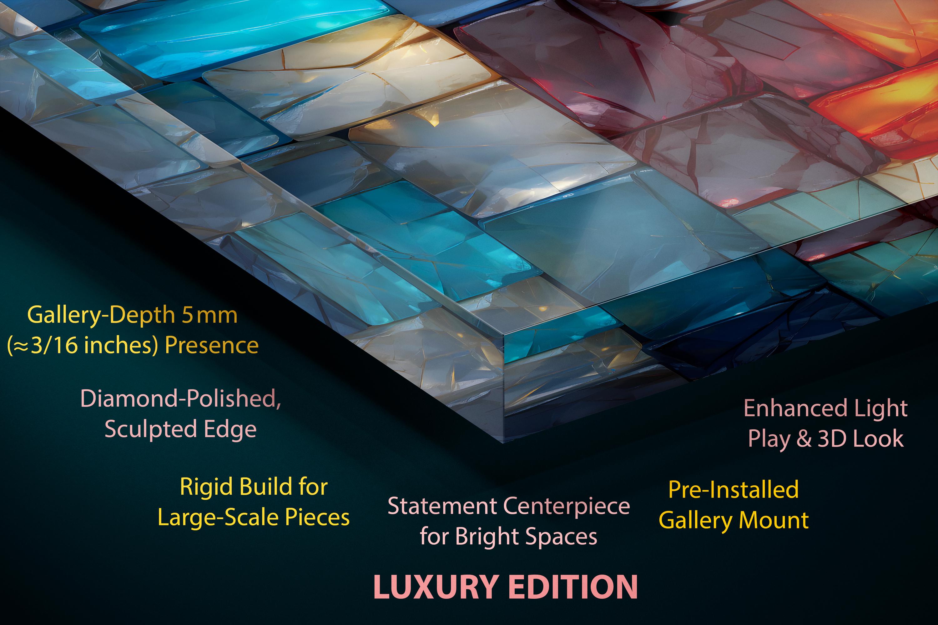 LumiRock Crystal Acrylglass Wall Art – Colorful Glass-Block Inspired Design, Luxury Statement Art