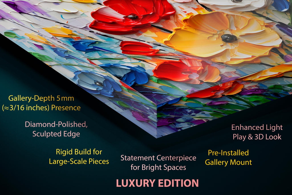 Impasto Bloom Acrylic Glass Wall Art: Modern Landscape Painting