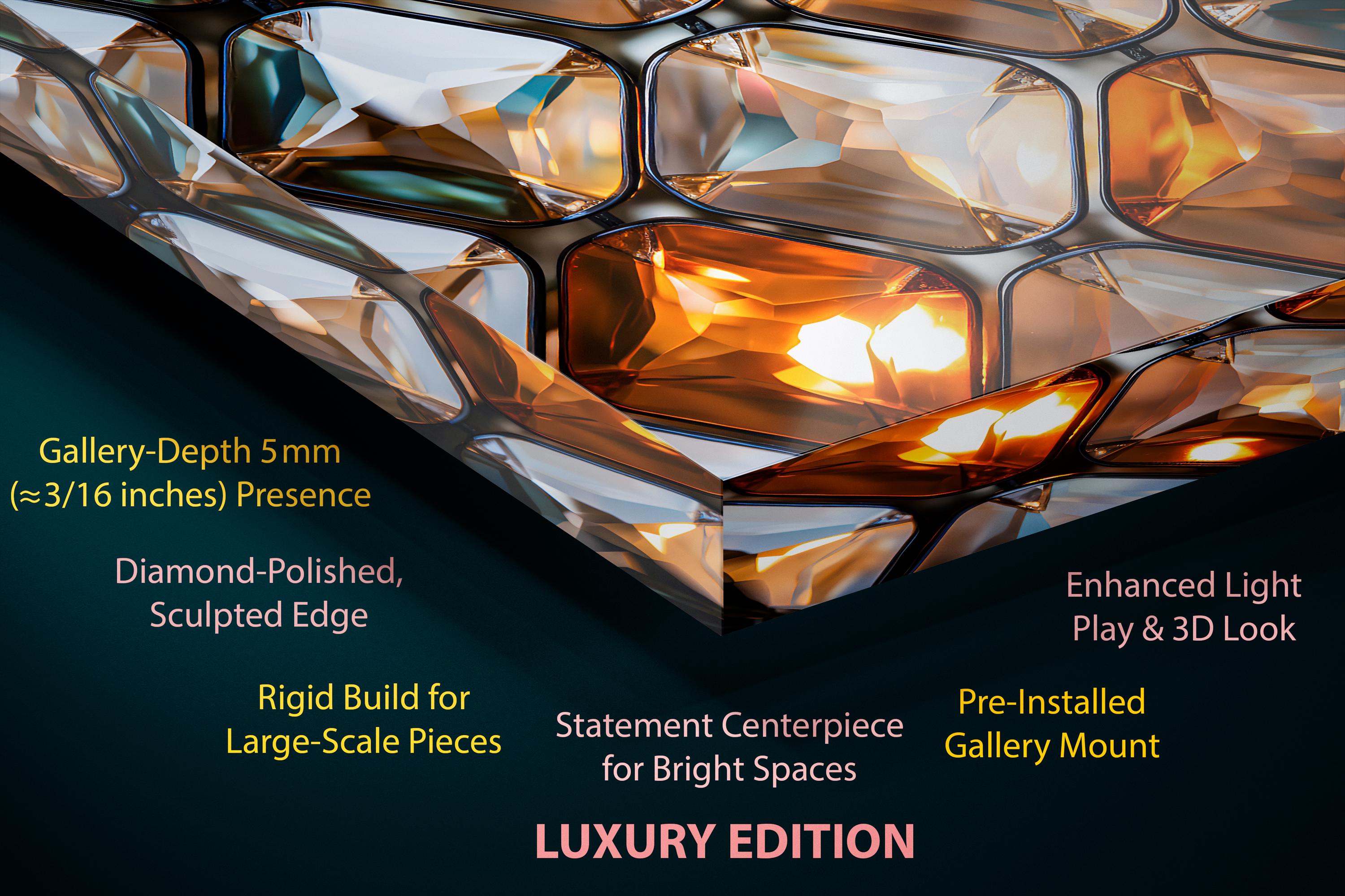 Prismatic Bastion Luxury Crystal Acrylic Wall Art | Geometric Faceted Mosaic | Contemporary Designer Wall Panel