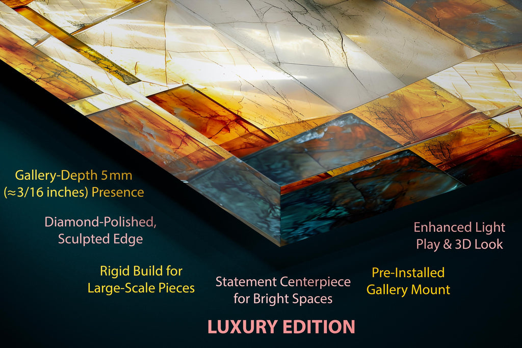Luminous Monolith Luxury Crystal Acrylic Wall Art | Illuminated Onyx Inspired Statement Panel