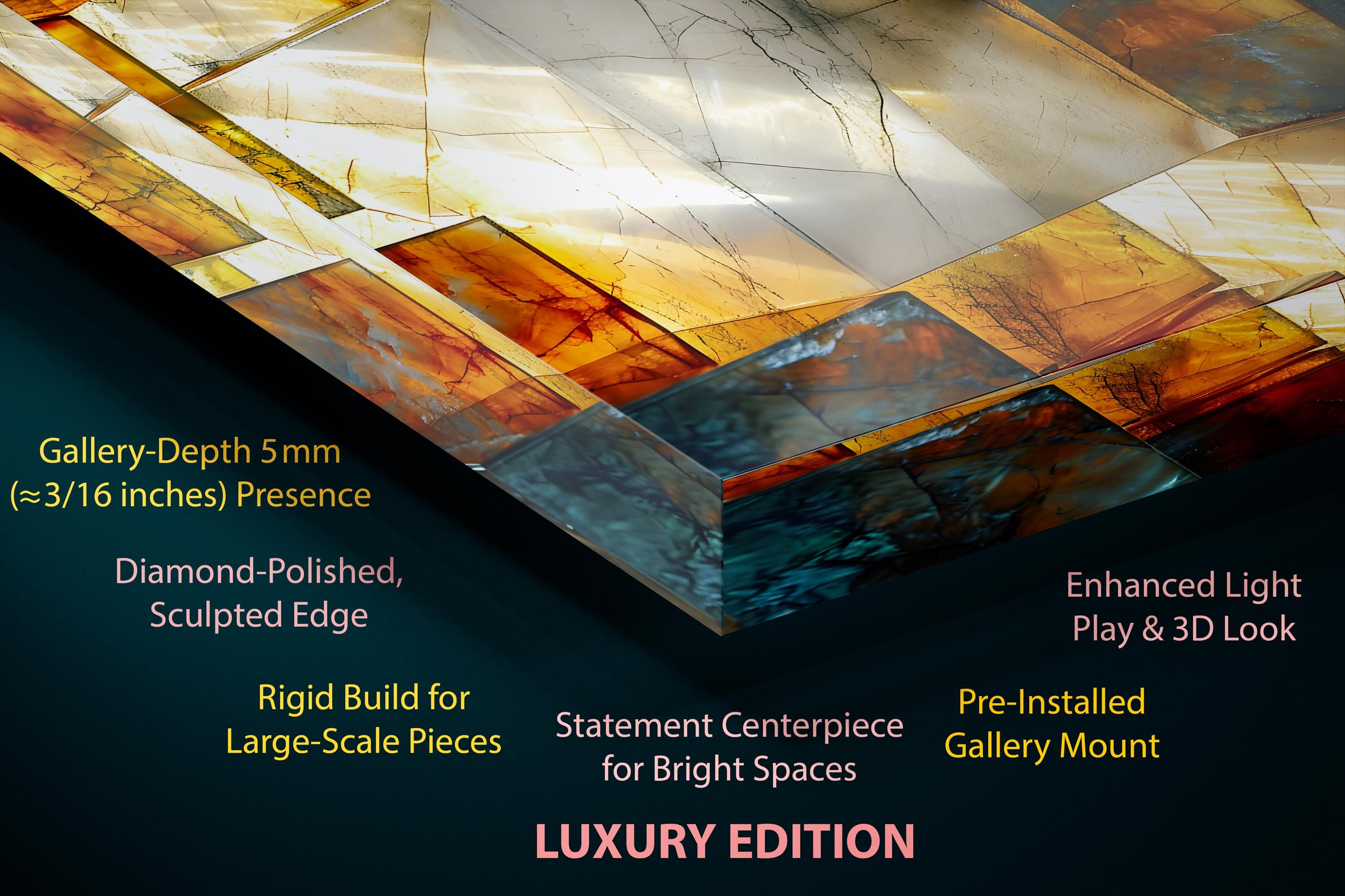 Luminous Monolith Luxury Crystal Acrylic Wall Art | Illuminated Onyx Inspired Statement Panel