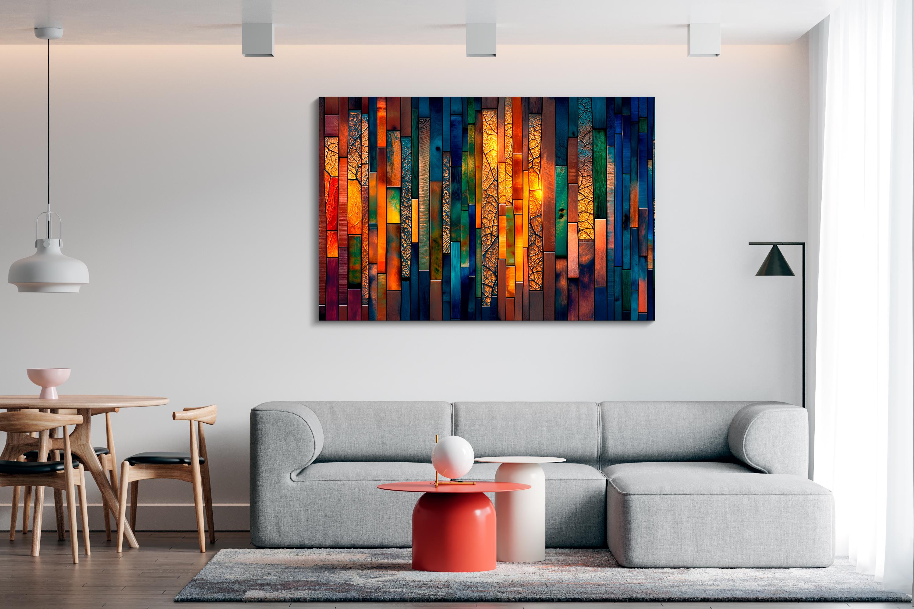 Teal & Gold AcrylGlass Unique Wall Art | Luxury Abstract Geometric 3:2 Statement Piece