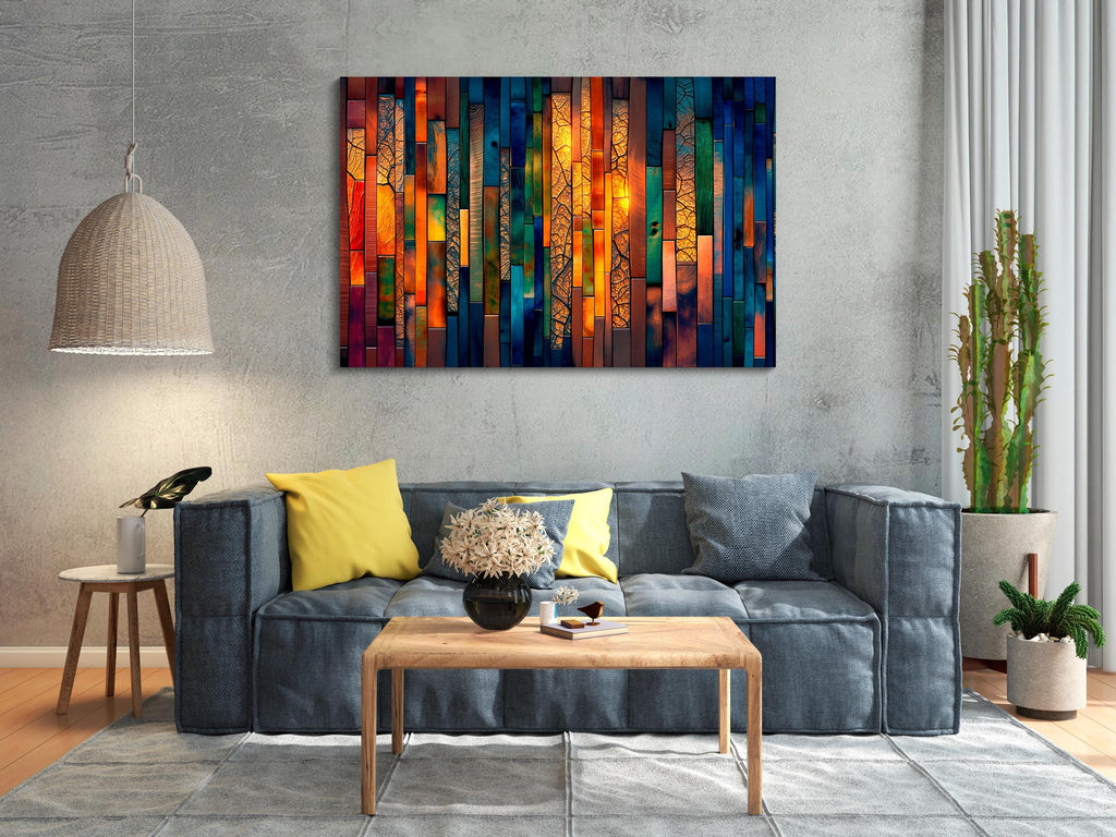 Teal & Gold AcrylGlass Unique Wall Art | Luxury Abstract Geometric 3:2 Statement Piece