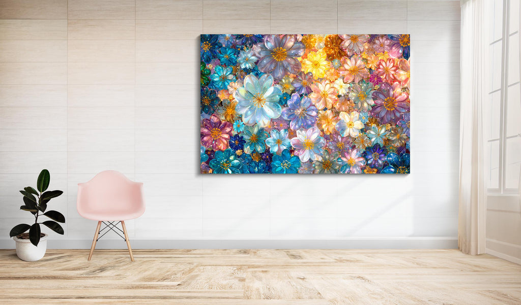 Floral AcrylGlass Wall Art: Ethereal Botanical 3D Panel