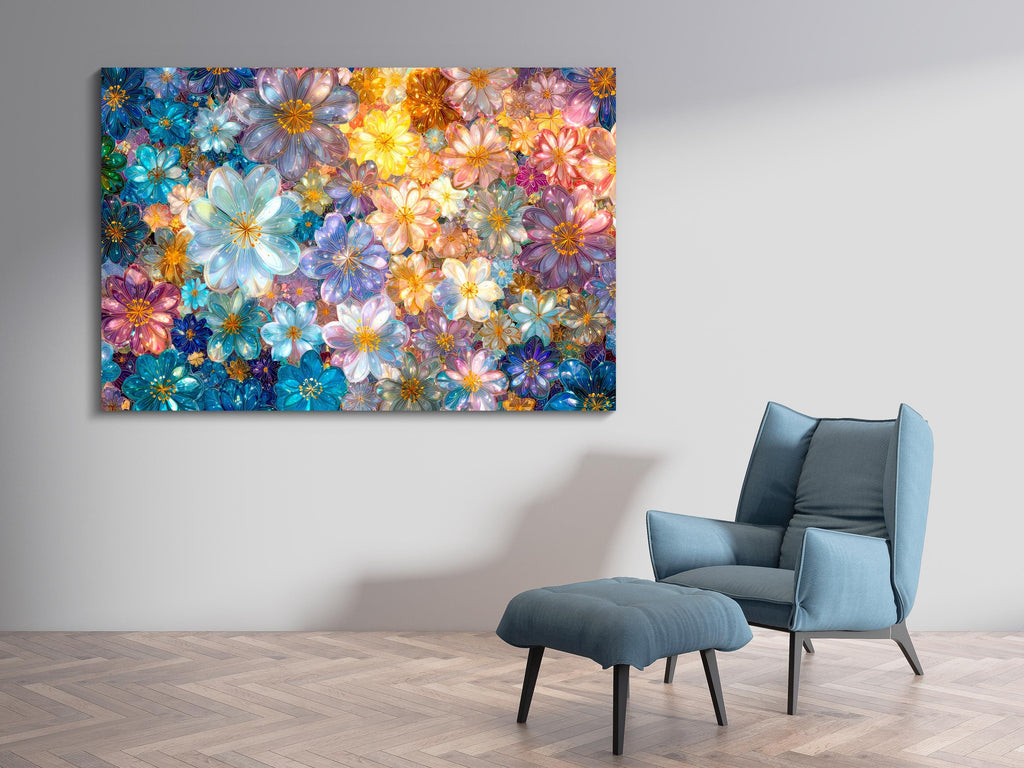 Floral AcrylGlass Wall Art: Ethereal Botanical 3D Panel