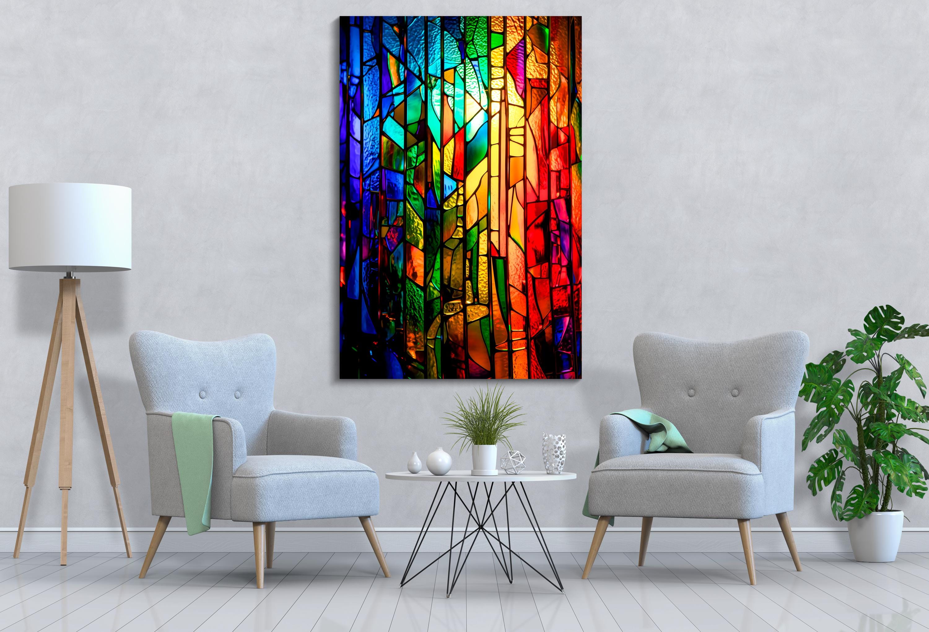 Ethereal Light Mosaic AcrylGlass Wall Art: Contemporary Abstract Decor
