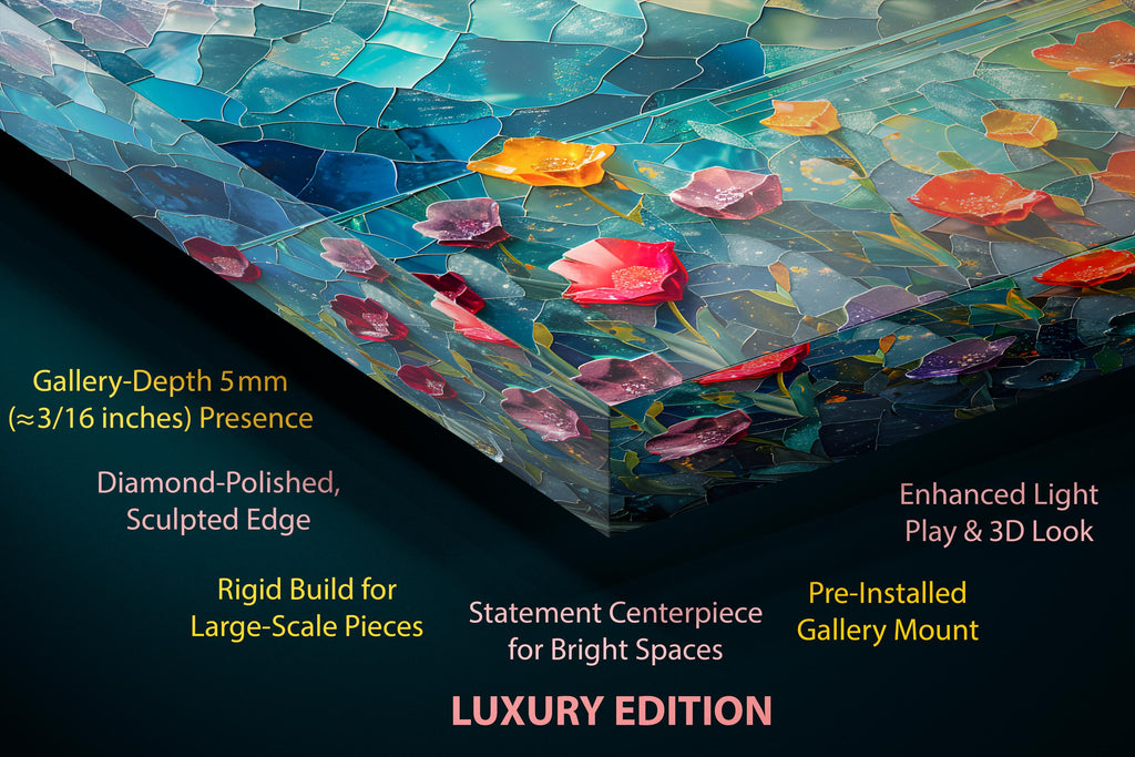 Mountain Blossoms AcrylGlass Wall Art: Luminous Alpine Landscape