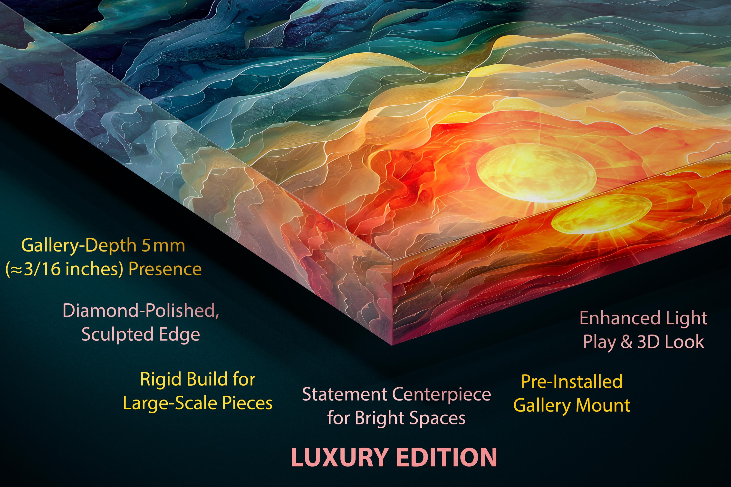 Sunquatic Acrylic Glass Wall Art: Contemporary Abstract Landscape