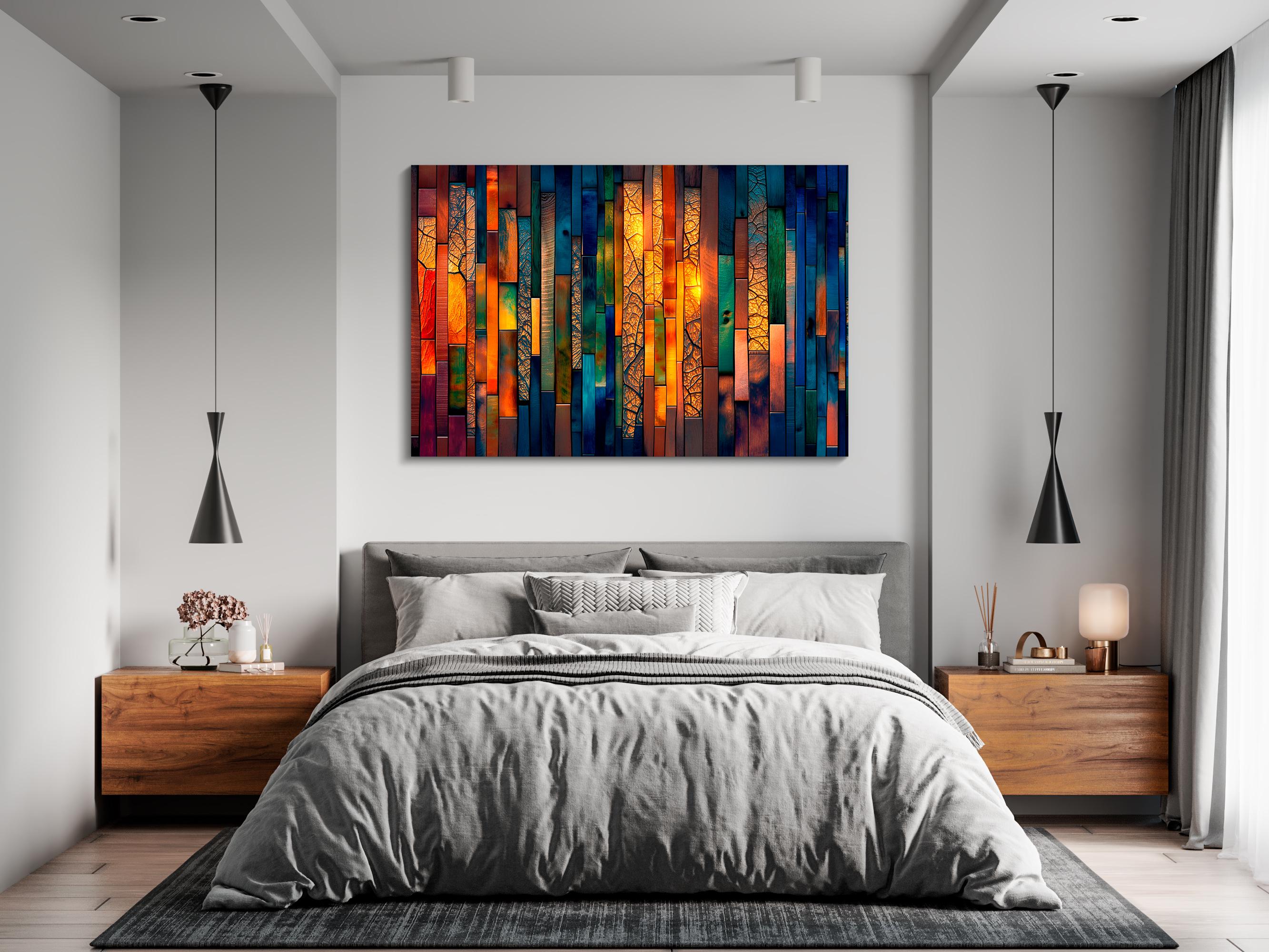 Teal & Gold AcrylGlass Unique Wall Art | Luxury Abstract Geometric 3:2 Statement Piece