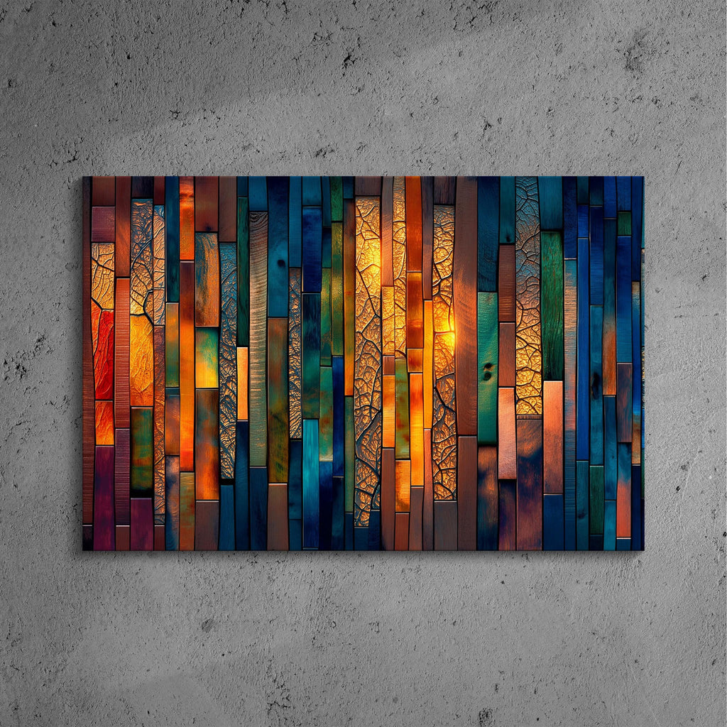 Teal & Gold AcrylGlass Unique Wall Art | Luxury Abstract Geometric 3:2 Statement Piece