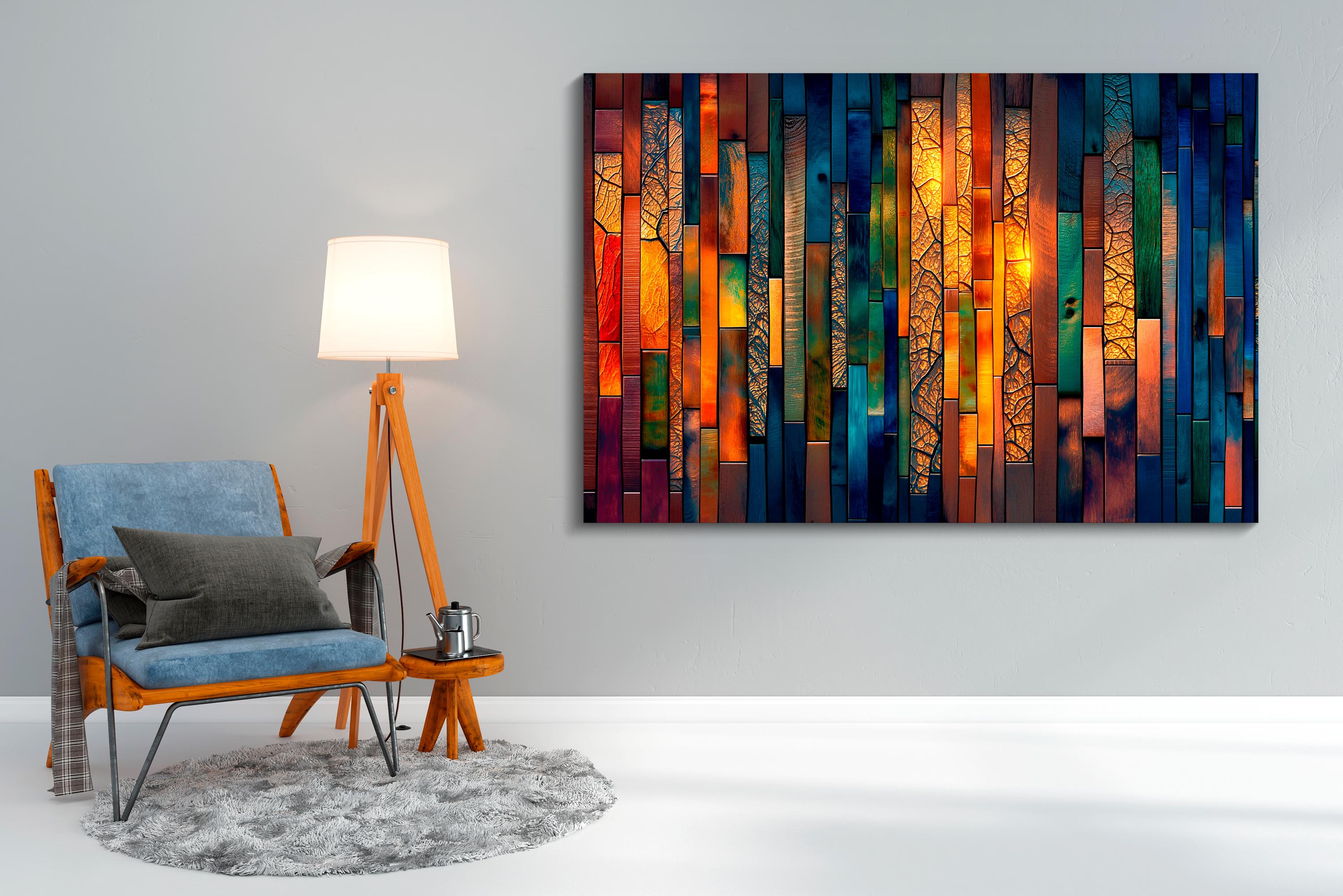 Teal & Gold AcrylGlass Unique Wall Art | Luxury Abstract Geometric 3:2 Statement Piece