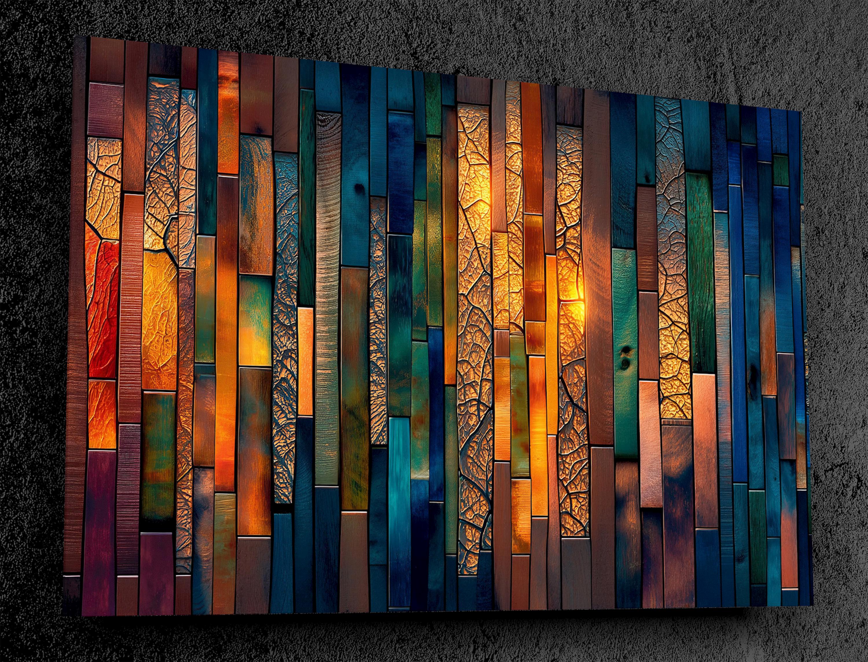 Teal & Gold AcrylGlass Unique Wall Art | Luxury Abstract Geometric 3:2 Statement Piece
